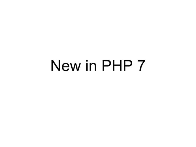 New in php 7
