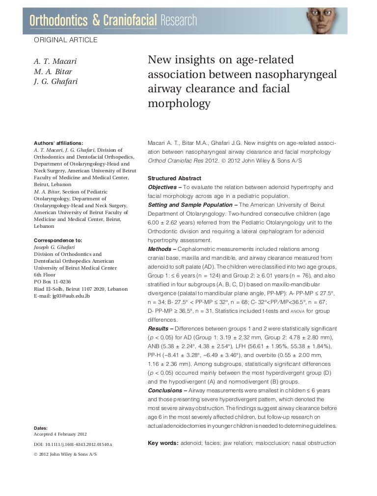 New Insights On Age Related Association Between Nasopharyngeal Airway