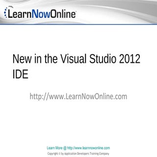 New in the Visual Studio 2012 IDE
