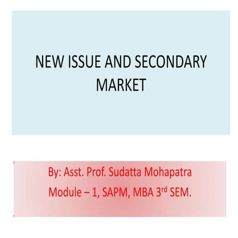 New issue Market