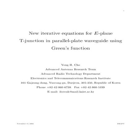 New iterative equations for an E-plane T-junction in a parallel-plate wavegui...
