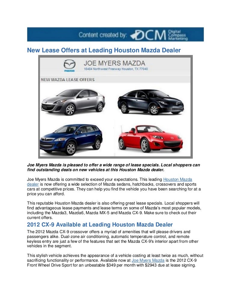New Lease Offers at Leading Houston Mazda Dealer
