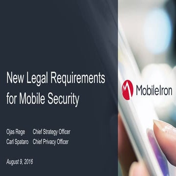 WEBINAR - August 9, 2016: New Legal Requirements for Mobile Security