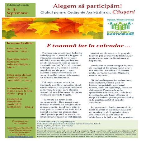 Alegem să participăm! Buletin informativ al Clubului pentru Cetățenie Activă ...