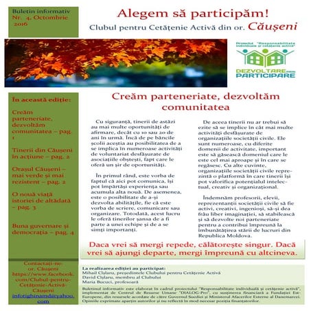 Alegem să participăm! Buletin informativ al Clubului pentru Cetățenie Activă ...