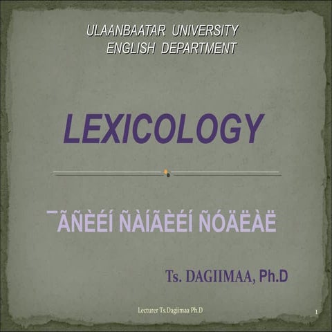 Lexicology lecture