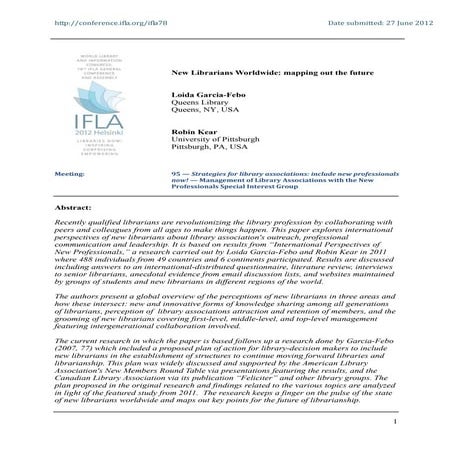 New librarians worldwide: mapping out the future