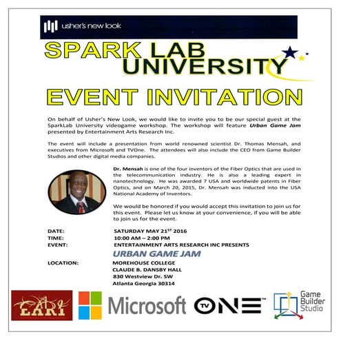 On Behalf of Usher's New Look Urban Game Jam Event May 21st