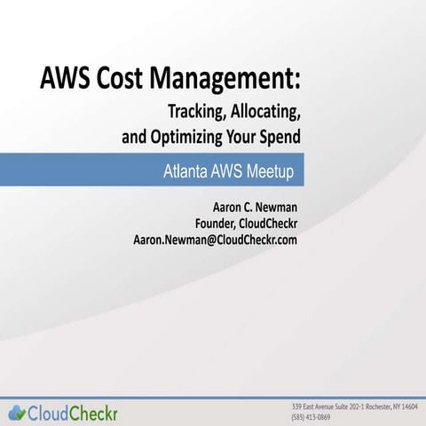 AWS Meet-up Atlanta: AWS Economics