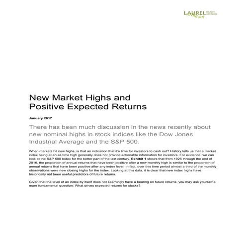 New market highs and positive expected returns