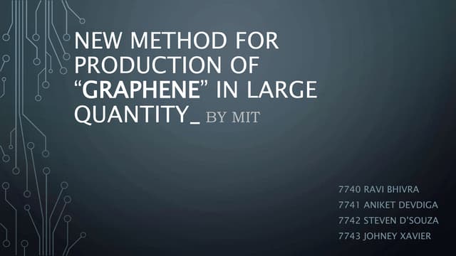 New method for production of graphene referred to mit