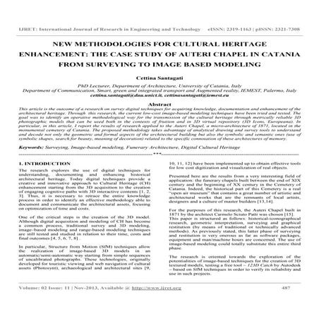 New methodologies for cultural heritage