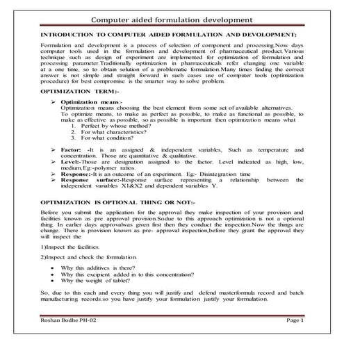 COMPUTER AIDED FORMULATION DESIGN EXPERT SOFTWARE CASE STUDY