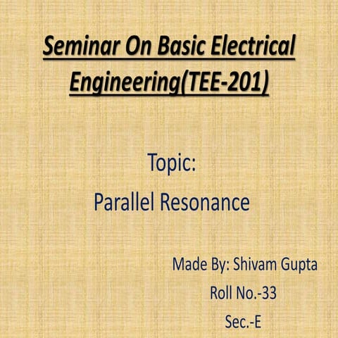 Resonance in parallel rlc circuit