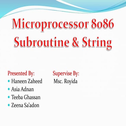 Subroutine & string in 8086 Microprocessor | PPT
