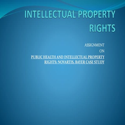 Public Health and Intellectual Property Rights
