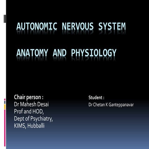 Autonomic Nervous System (ANS) - Anatomy and Physiology