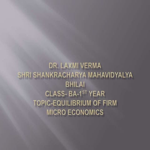 equilibrium  of Firm