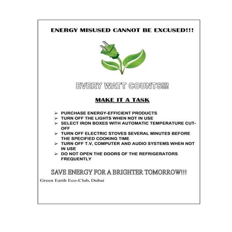 Poster on Electrical and Electronic Energy Conservation  