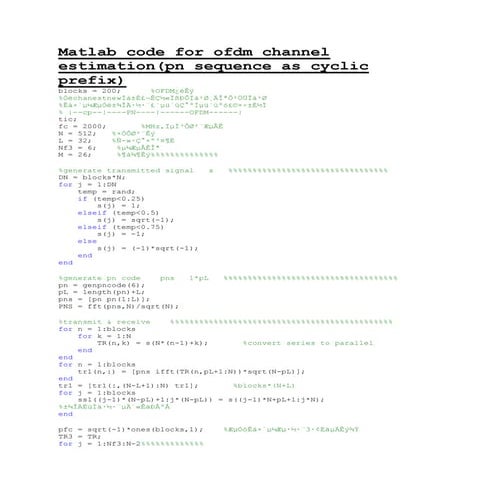 matlab code for channel estimation for ofdm | DOCX | Telecommunications ...