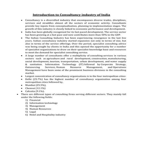 service management project on consultancy industry 