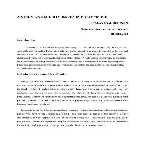 security issue in e-commerce