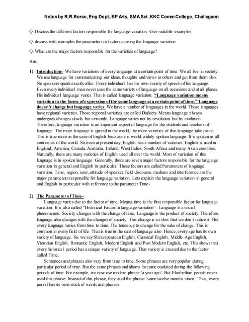 Language and its varieties