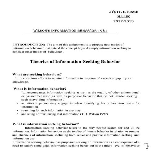 wilson's 1981 user behaviour 