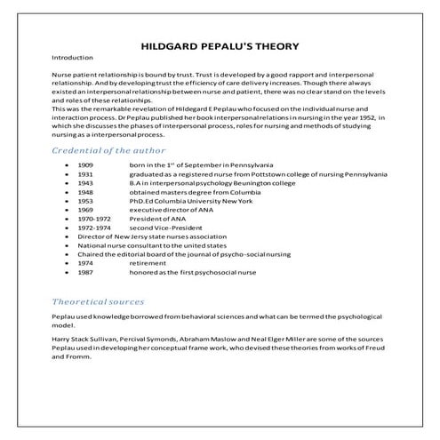 hildegard pepalu nursing theory