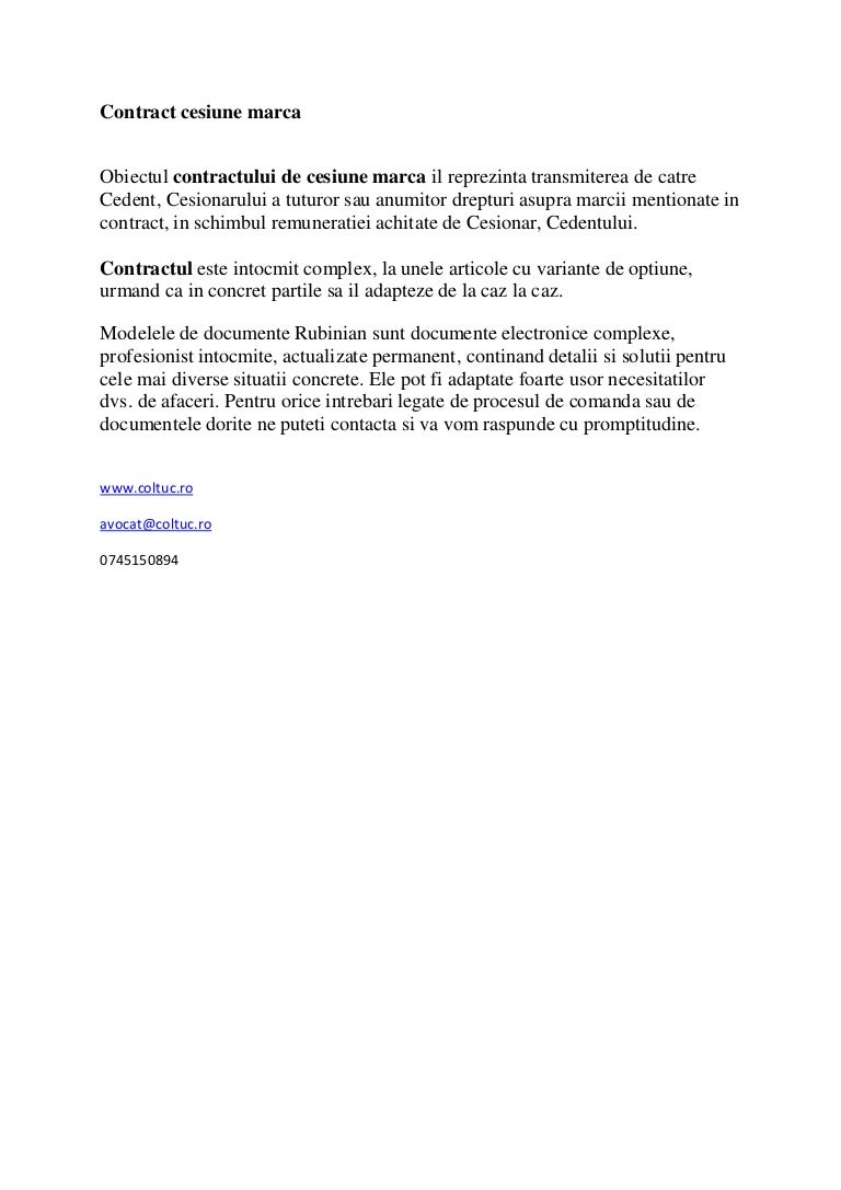 Contract Cesiune Marca