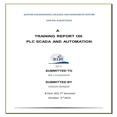 TRANING REPORT ON PLC SCADA and AUTOMATION | DOCX