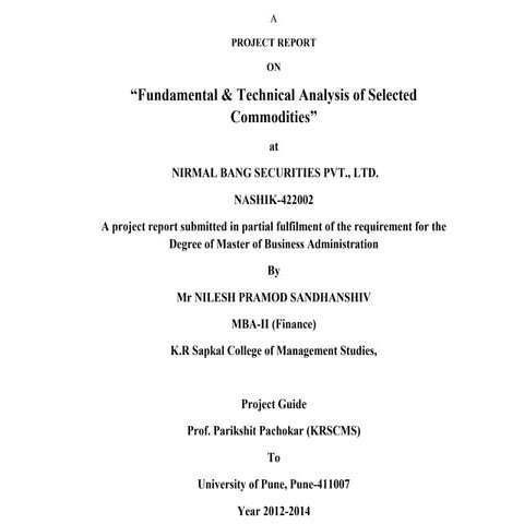 fundamental & technical analysis of selected commodities