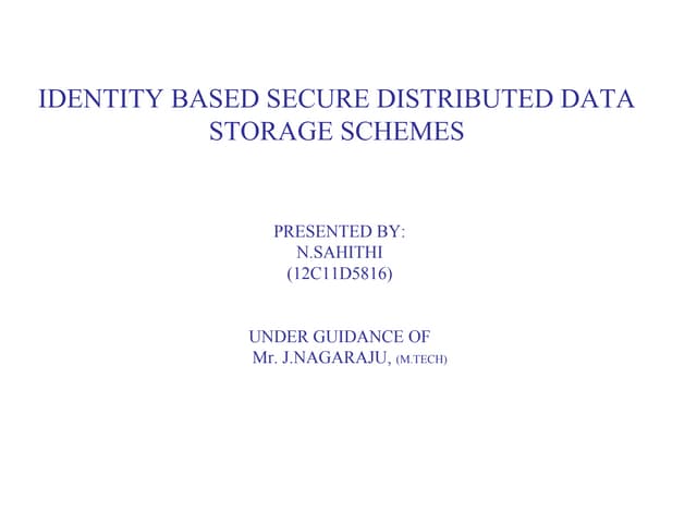 PPT FOR IDBSDDS SCHEMES