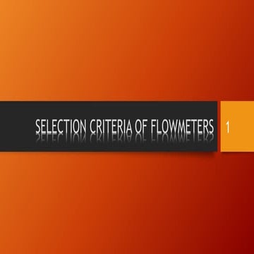 selection criteria for flow meters