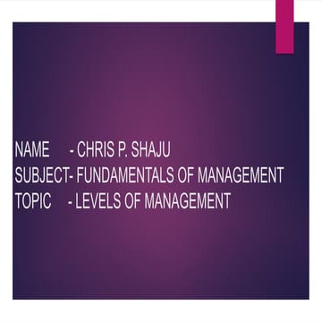 Levels of Management: Top, Middle and Lower Management Explained | PPTX