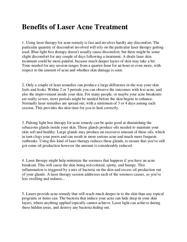 Benefits of Laser Acne Treatment