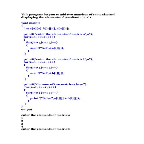 addition of two matrices | DOC