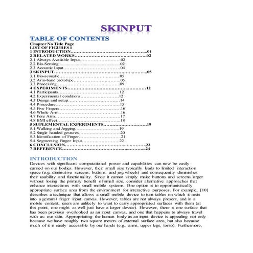 report on the topic skinput technology