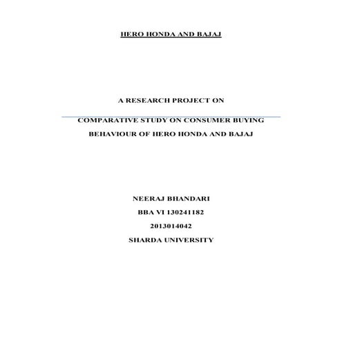 Project Report on Bajaj and Hero Honda by Neeraj Bhandari (Surkhet,Nepal)