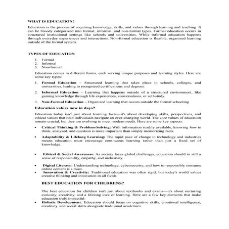 what is education and its types nd value.