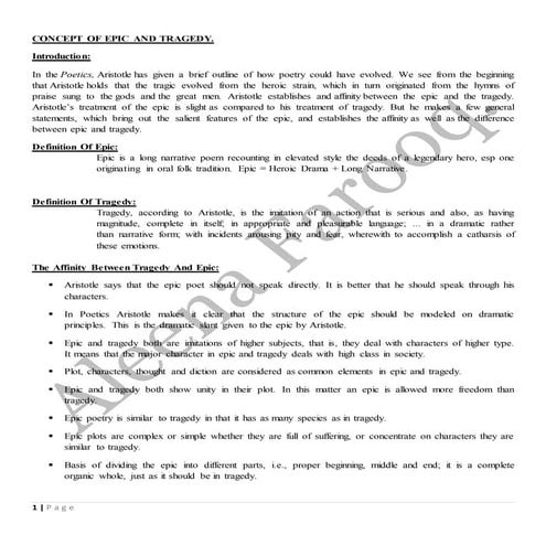 The concept of Tragedy and Epic.