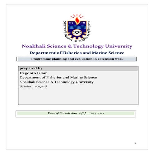 Programme planning and evaluation in extension work