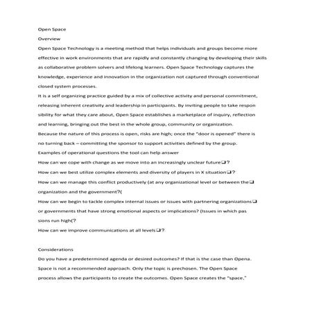 "open  space in  Knowledge  management "