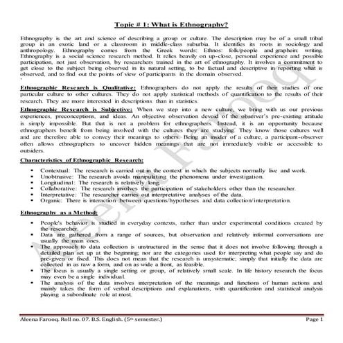 Ethnography and Program Evaluation.