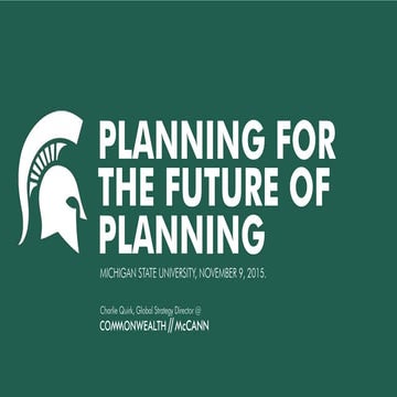 Planning For The Future of Planning