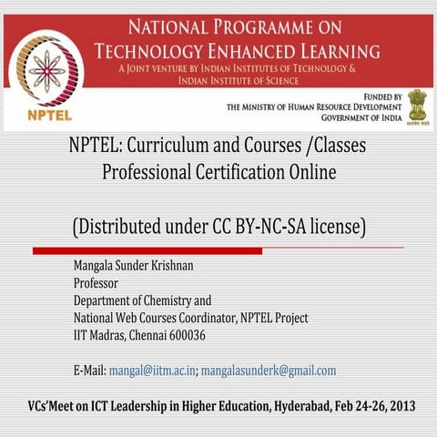 NPTEL: Curriculum and Courses /Classes  Professional Certification Online