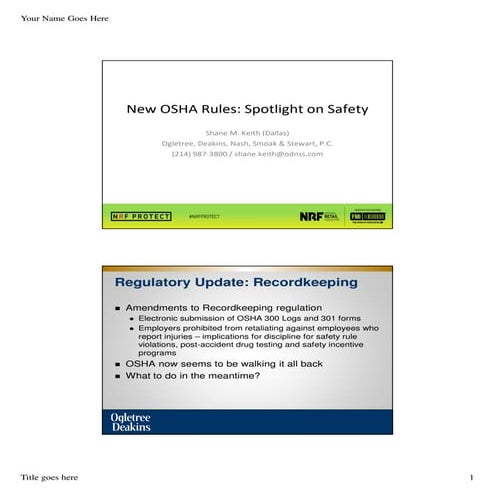 New osha rules spotlight on safety
