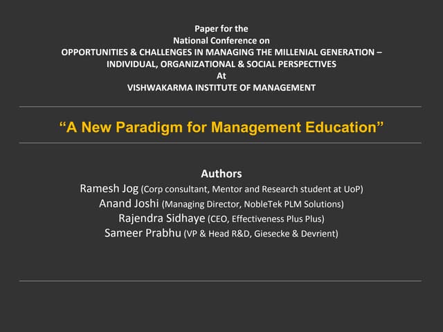 New Paradigm In Management Education V1.3