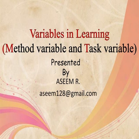 Variables in Learning.