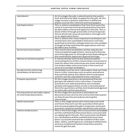 New position checklist